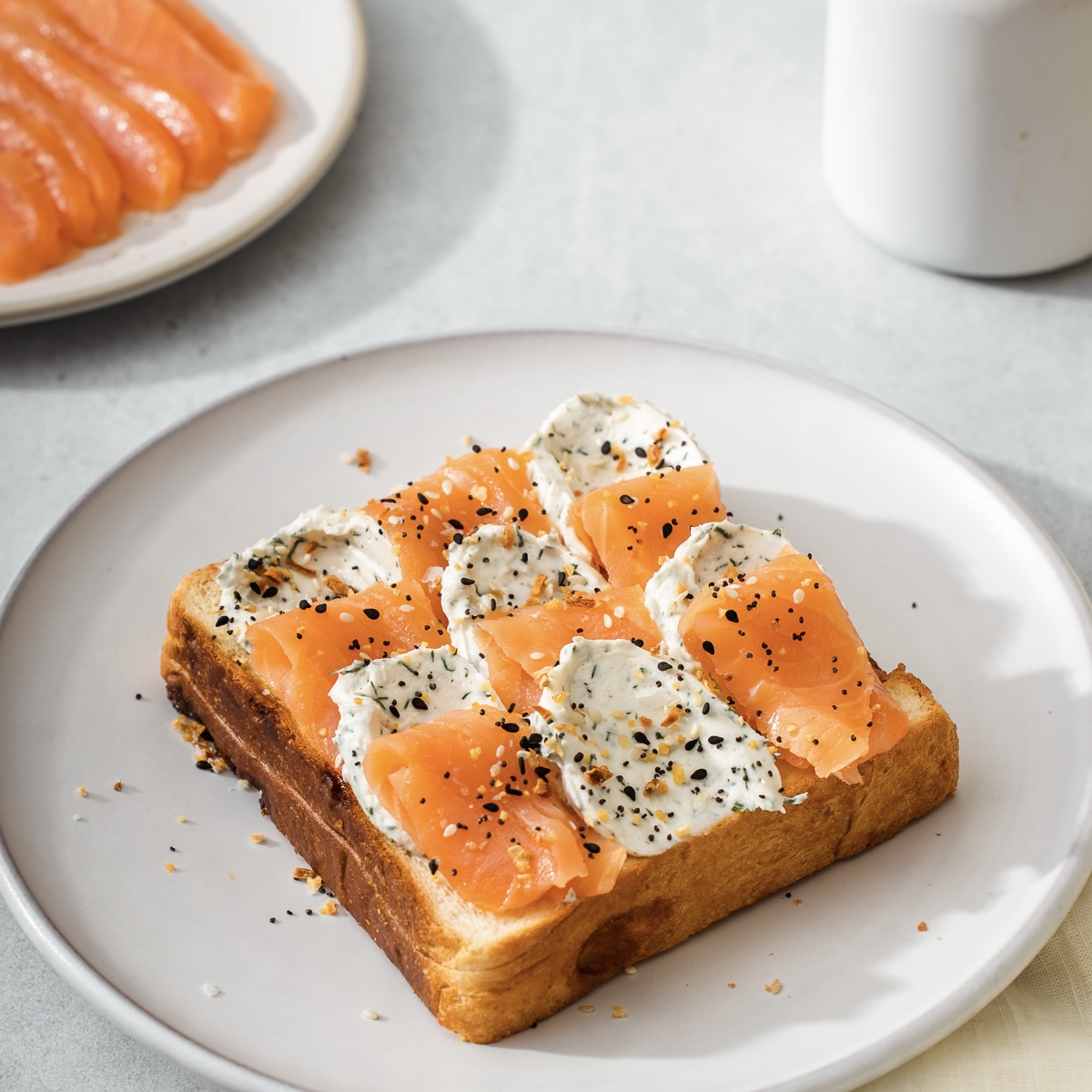 Smoked salmon checkered toast